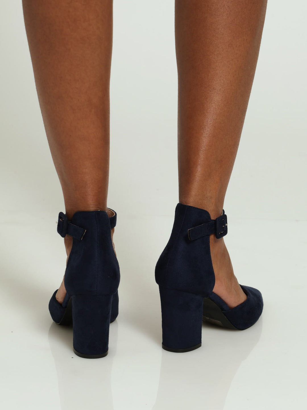 Ankle Strap Open Waist Court Heel - Navy