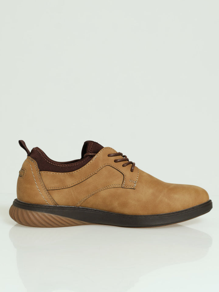 Knit Collar Hybrid Lace Up Shoe - Tan