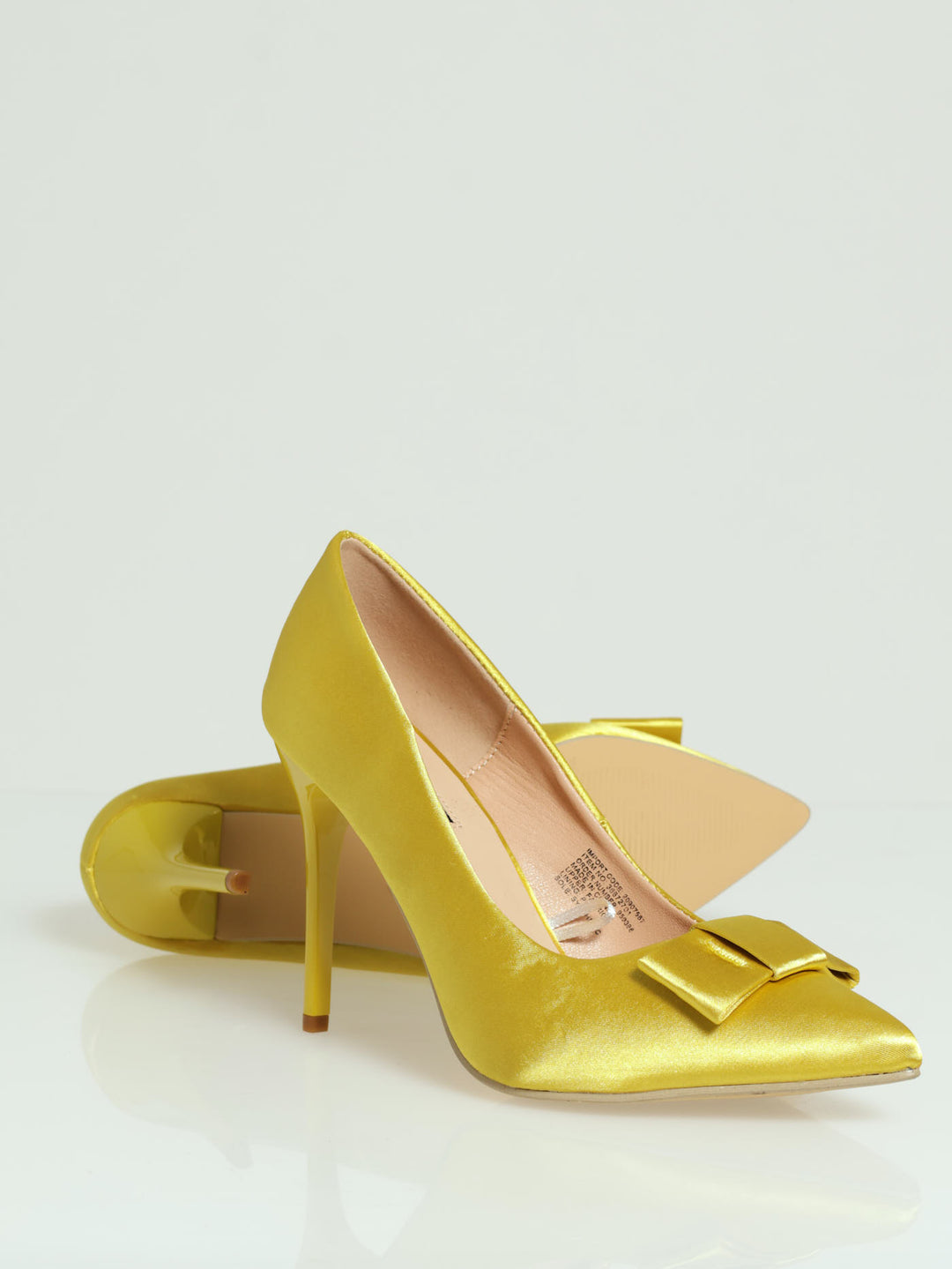 Pointy Stilleto Court Heel With Flat Bow Trim - Chartreuse