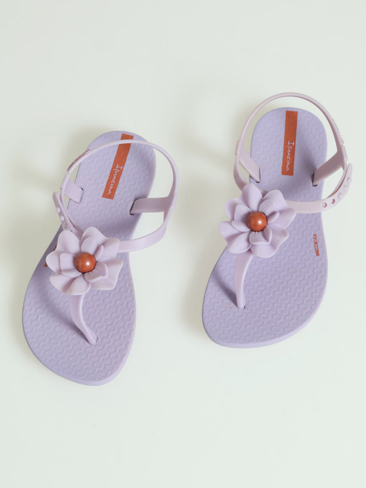 Girls Flower Thong Sandals - Purple