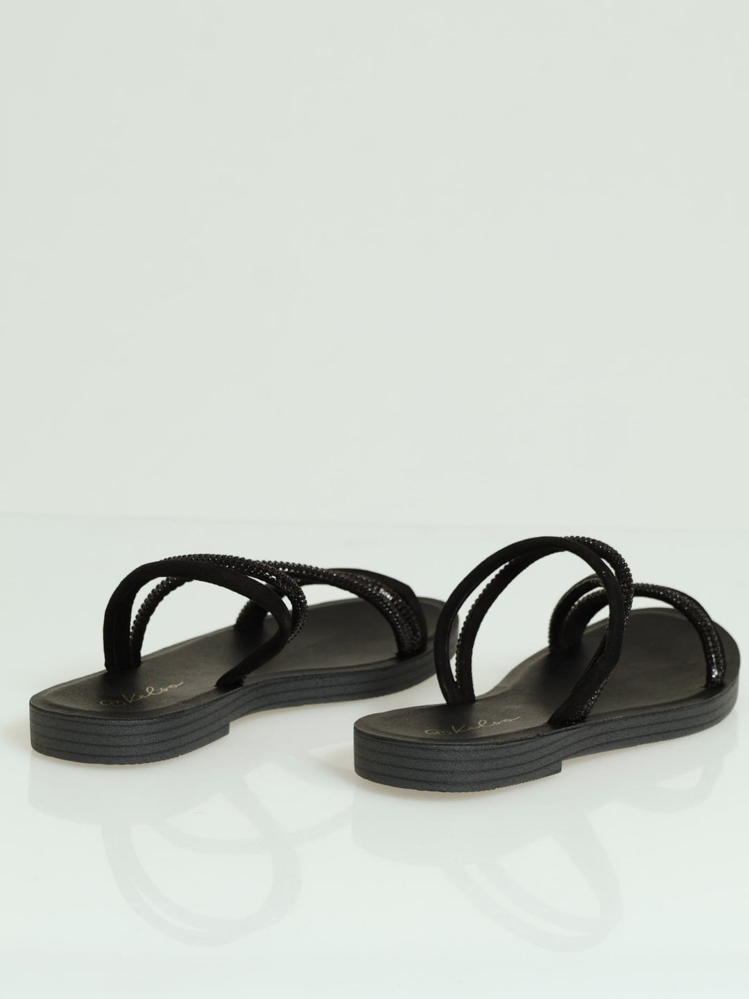 Comfort Outsole Diamante Mule Sandal - Black