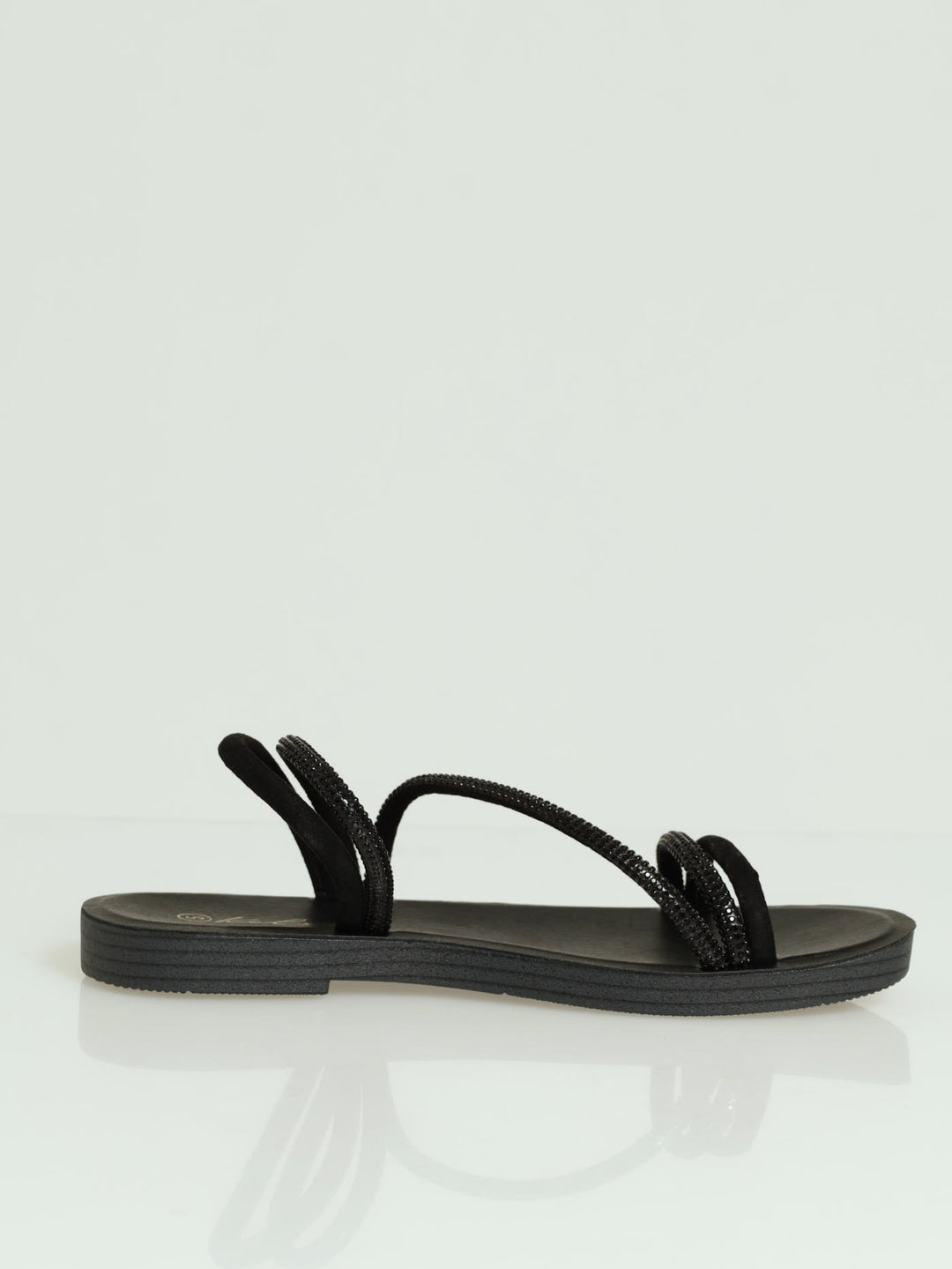 Comfort Outsole Diamante Mule Sandal - Black