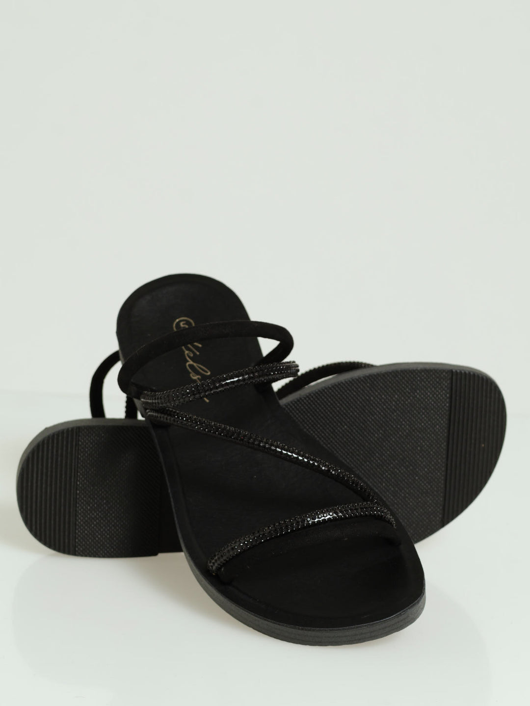 Comfort Outsole Diamante Mule Sandal - Black