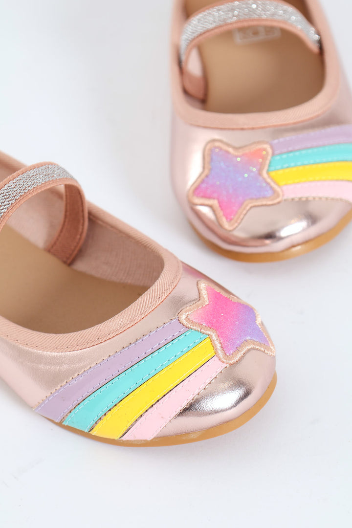 Pre-Girls Rainbow Pump - Rose Gold