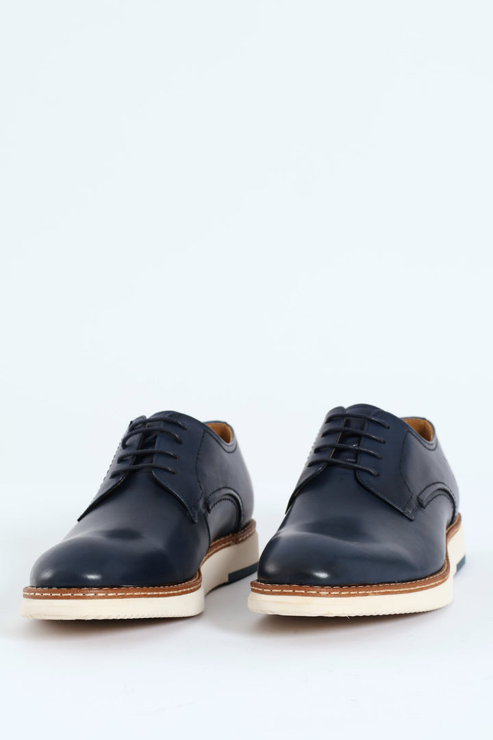 Gibson Smart Casual Lace Up Derby Shoe - Navy/White