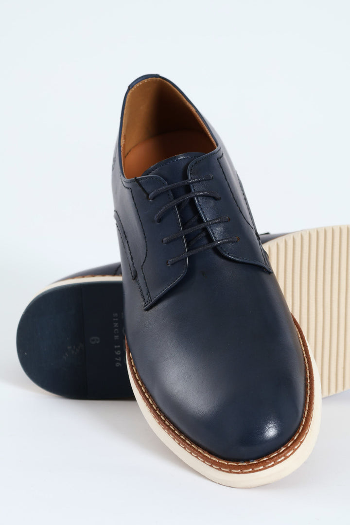 Gibson Smart Casual Lace Up Derby Shoe - Navy/White