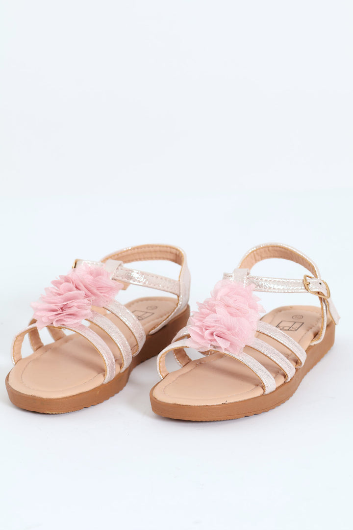 Pre-Girls Pink Flower Comfort Sandal - Pink