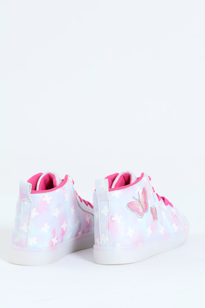 Girls Butterfly Light Up Hitop Sneaker - Pink