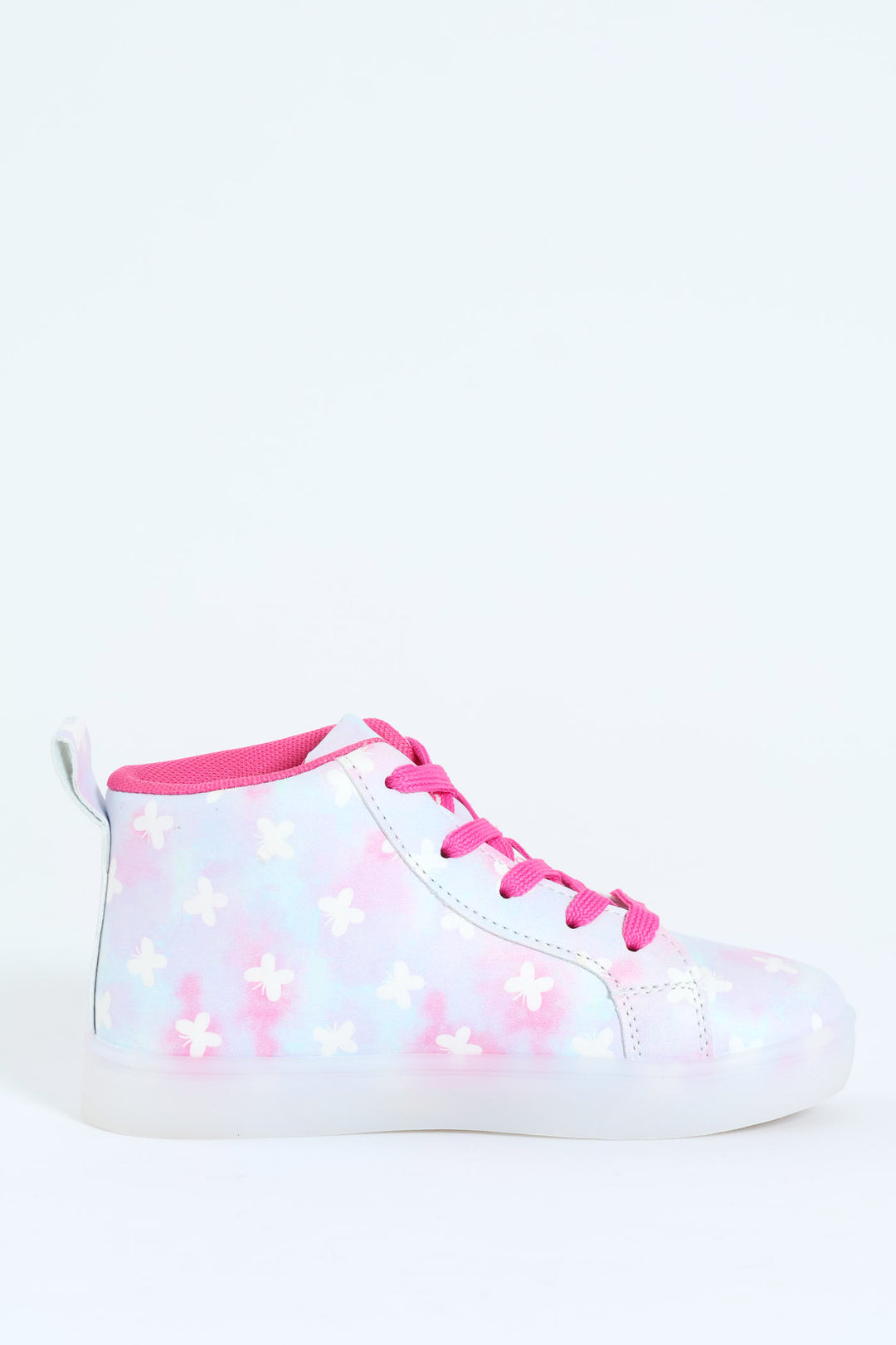 Girls Butterfly Light Up Hitop Sneaker - Pink