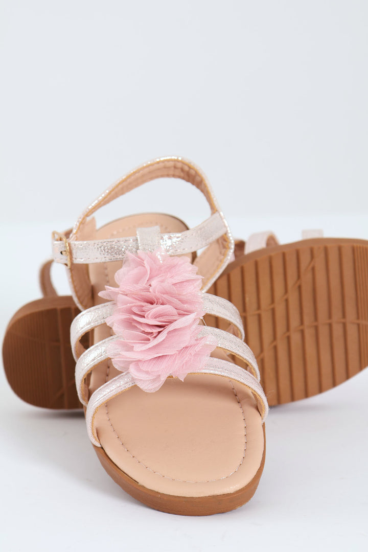 Pre-Girls Pink Flower Comfort Sandal - Pink