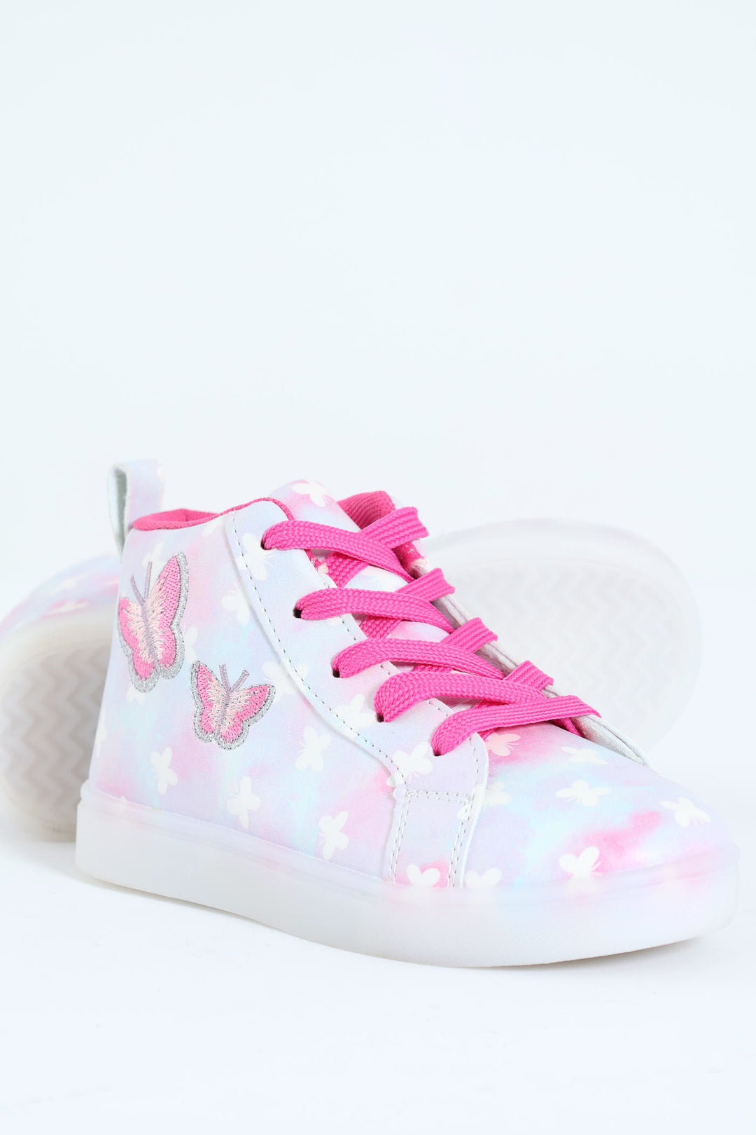 Girls Butterfly Light Up Hitop Sneaker - Pink