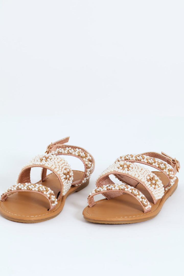 Pre-Girls Pearl Slingback Sandal - Rose Gold