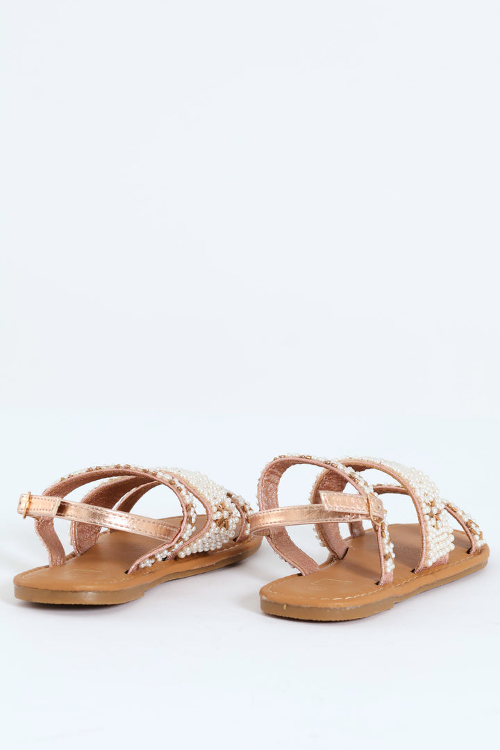 Pre-Girls Pearl Slingback Sandal - Rose Gold