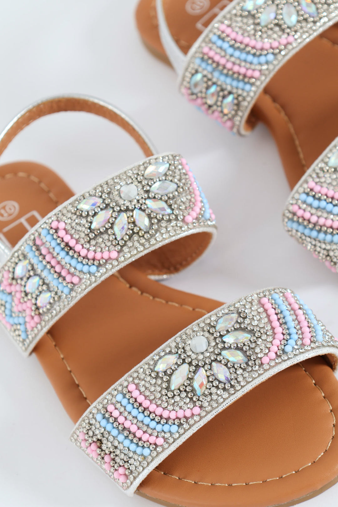 Pre-Girls Beaded Sandal - Silver