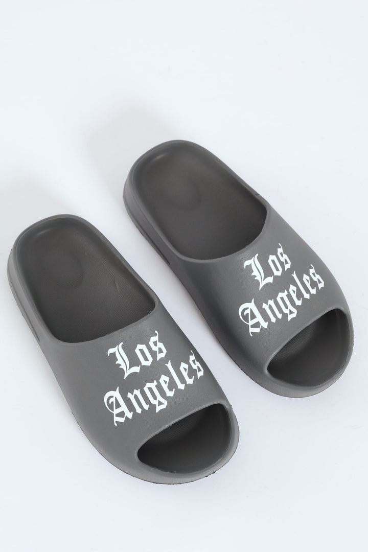 Boys Printed Moulded Slide - Grey