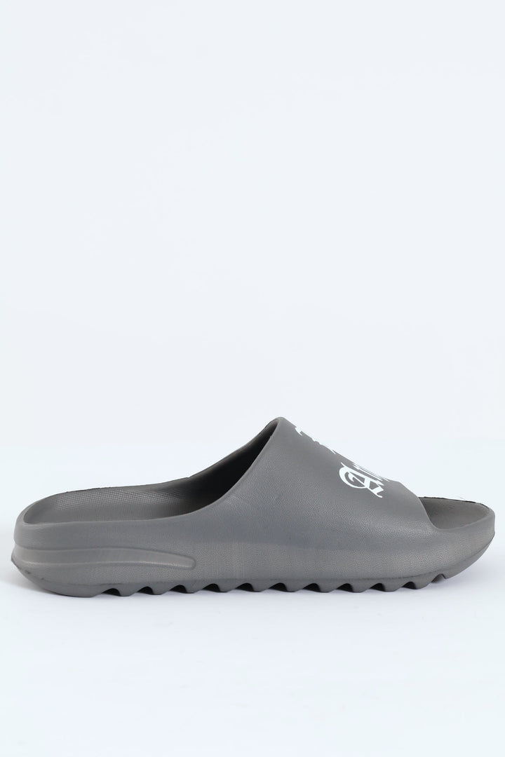 Boys Printed Moulded Slide - Grey