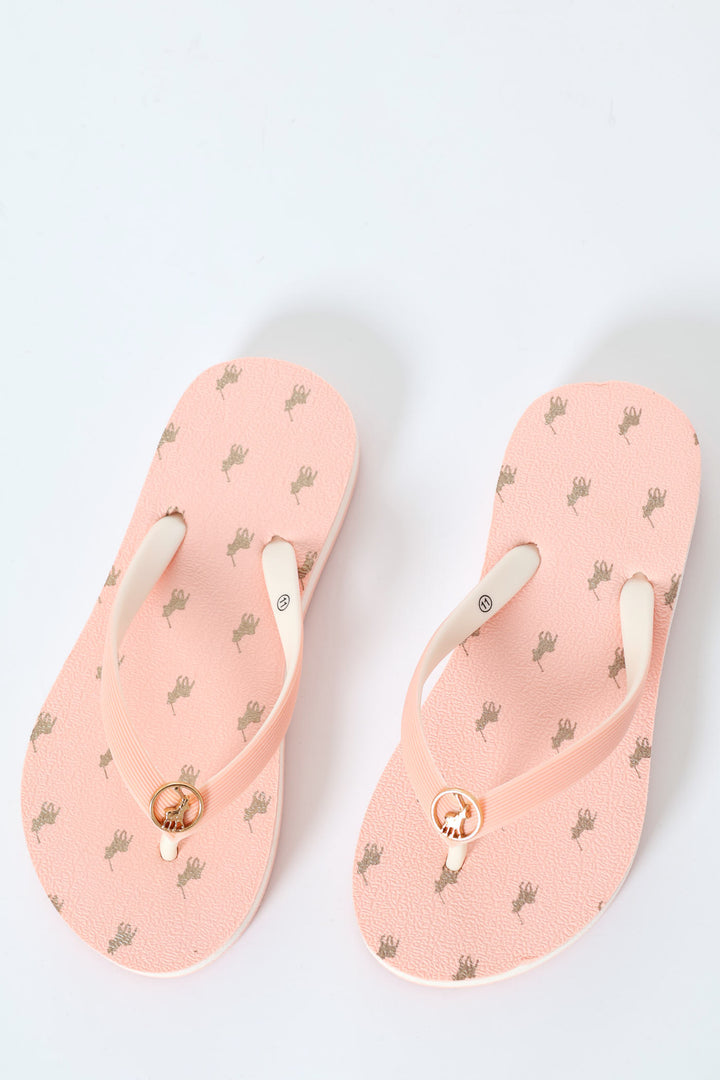 Girls Monogram Flip Flop - Pink