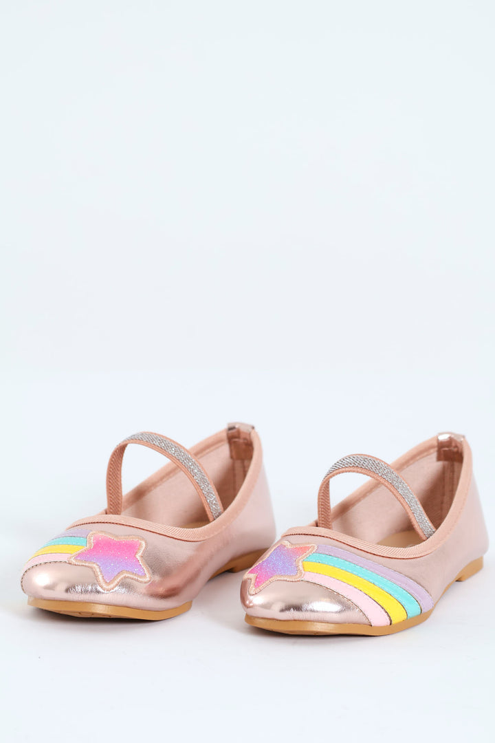 Pre-Girls Rainbow Pump - Rose Gold