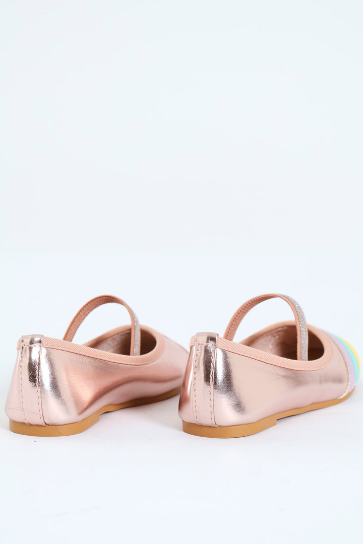 Pre-Girls Rainbow Pump - Rose Gold