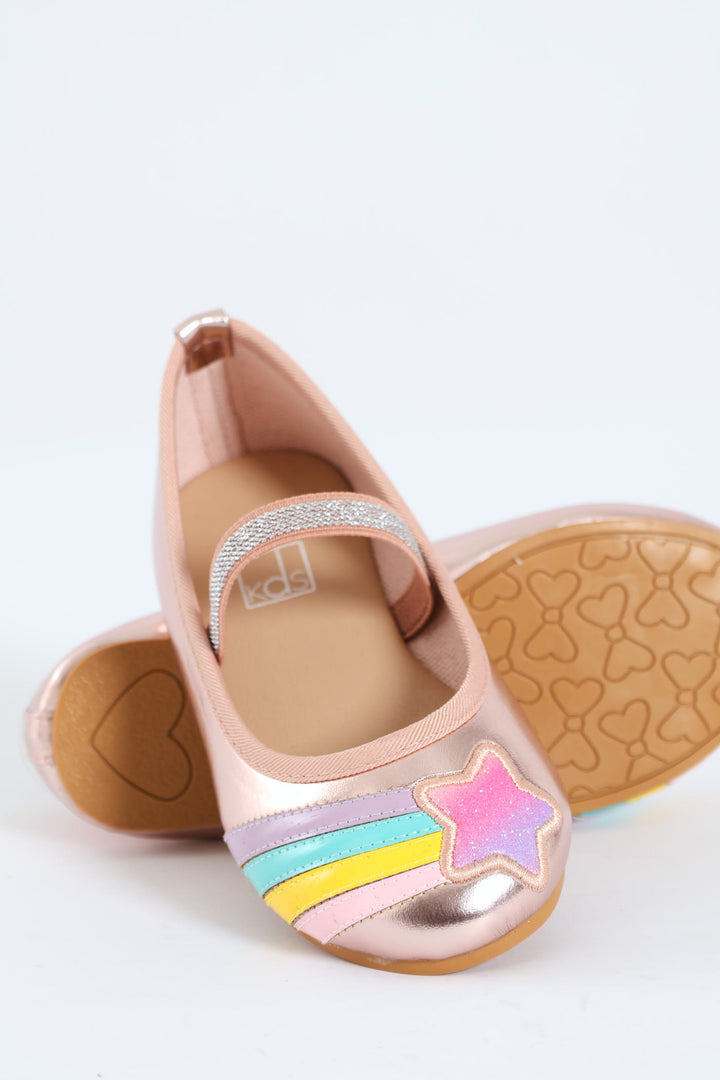 Pre-Girls Rainbow Pump - Rose Gold