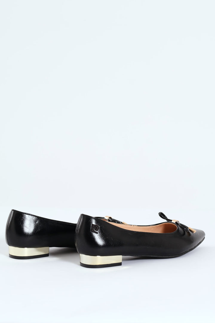 Mirelle 1 Pointed Toe Bow Trim Pump - Black