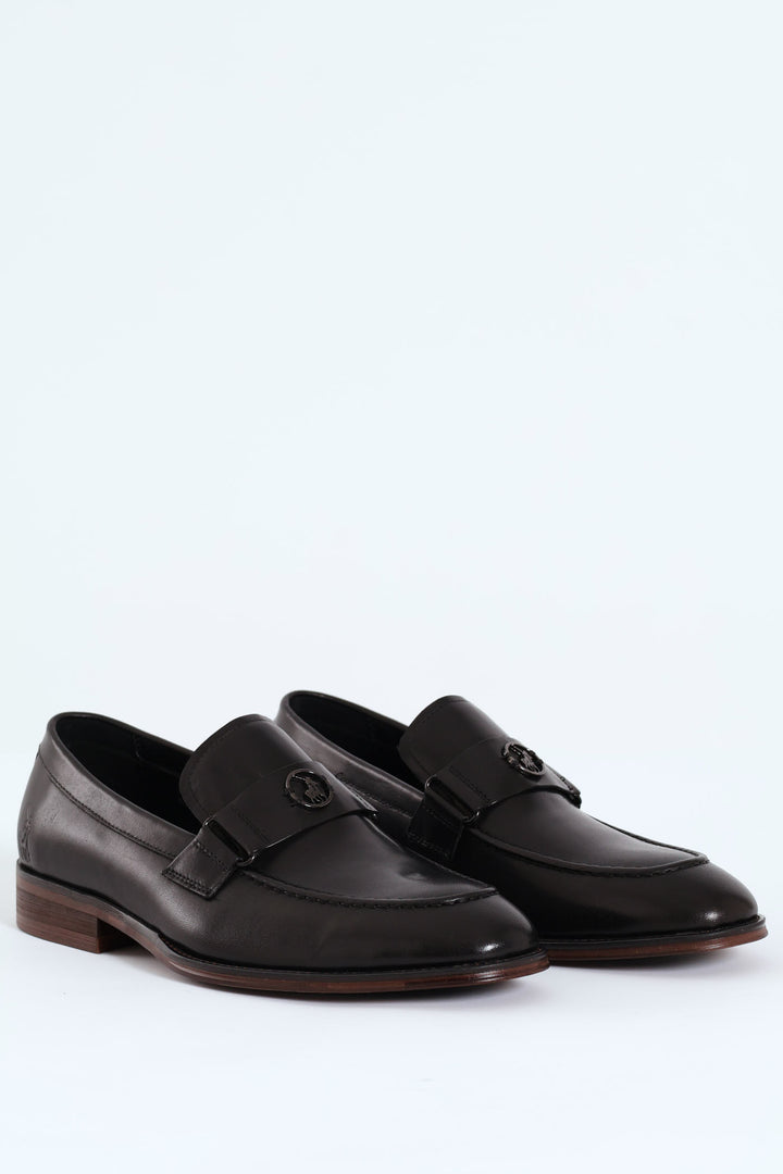 Circle Pony Trim Penny Loafer - Black