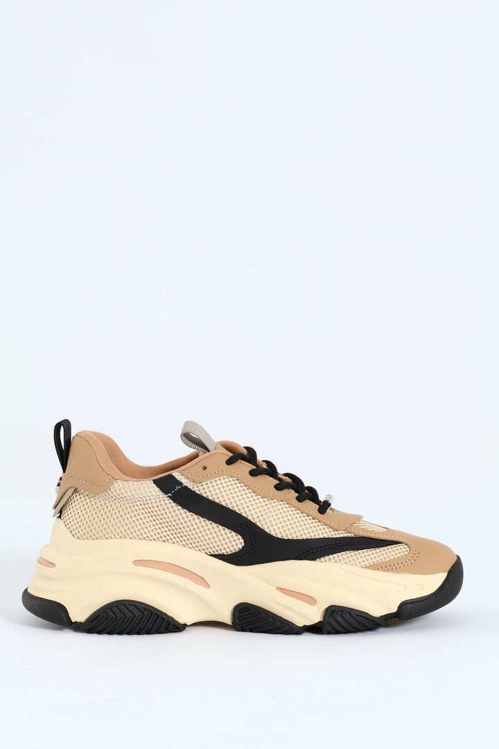 Possession Lace Up Chunky Sportie Sneaker - Khaki