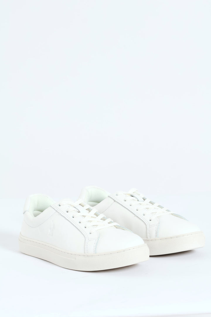 Plain Leather Lace Up Sneaker - White