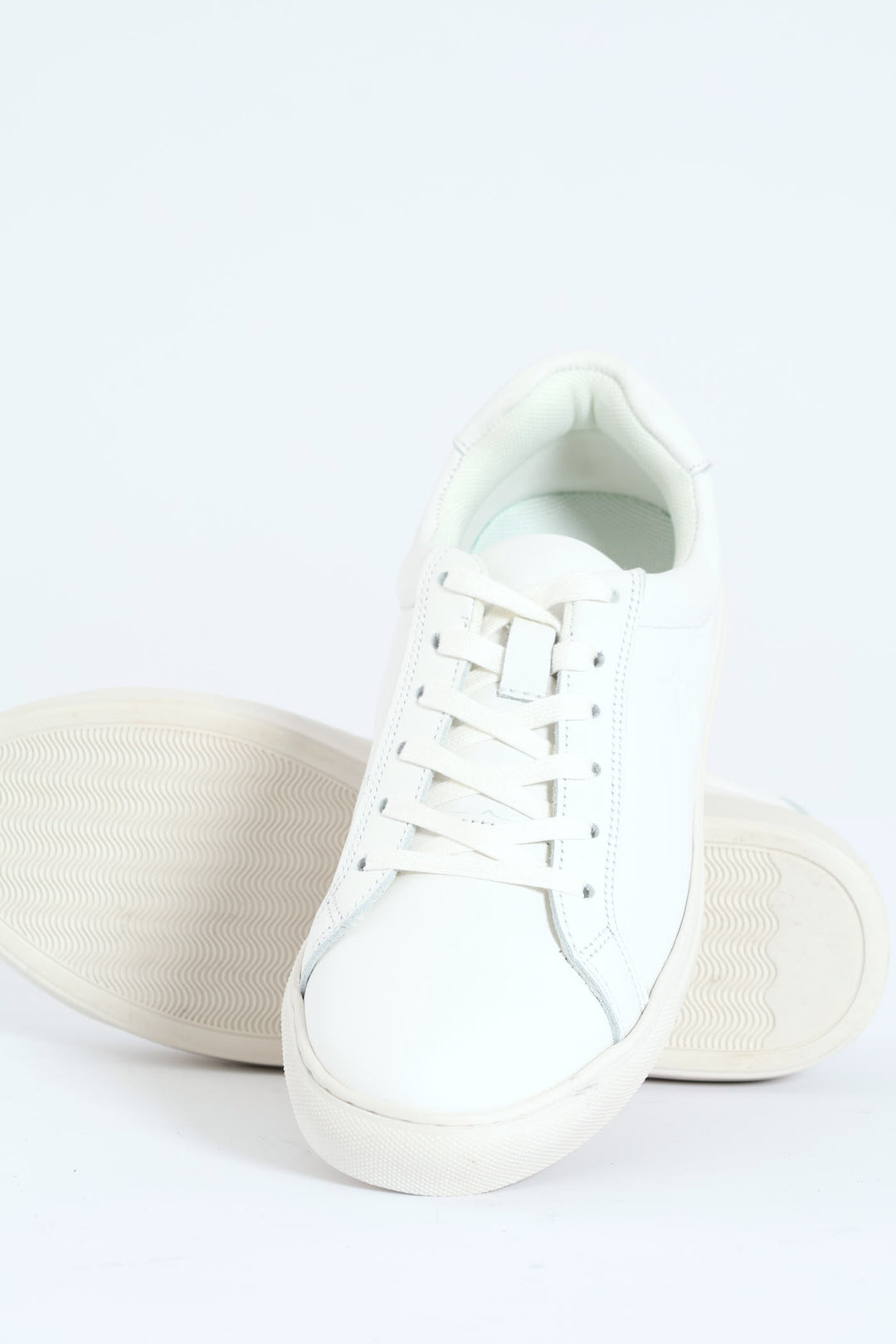 Plain Leather Lace Up Sneaker - White