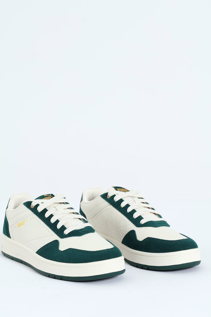 Court Classic Side Panel Lace Up Sneaker - White/Green