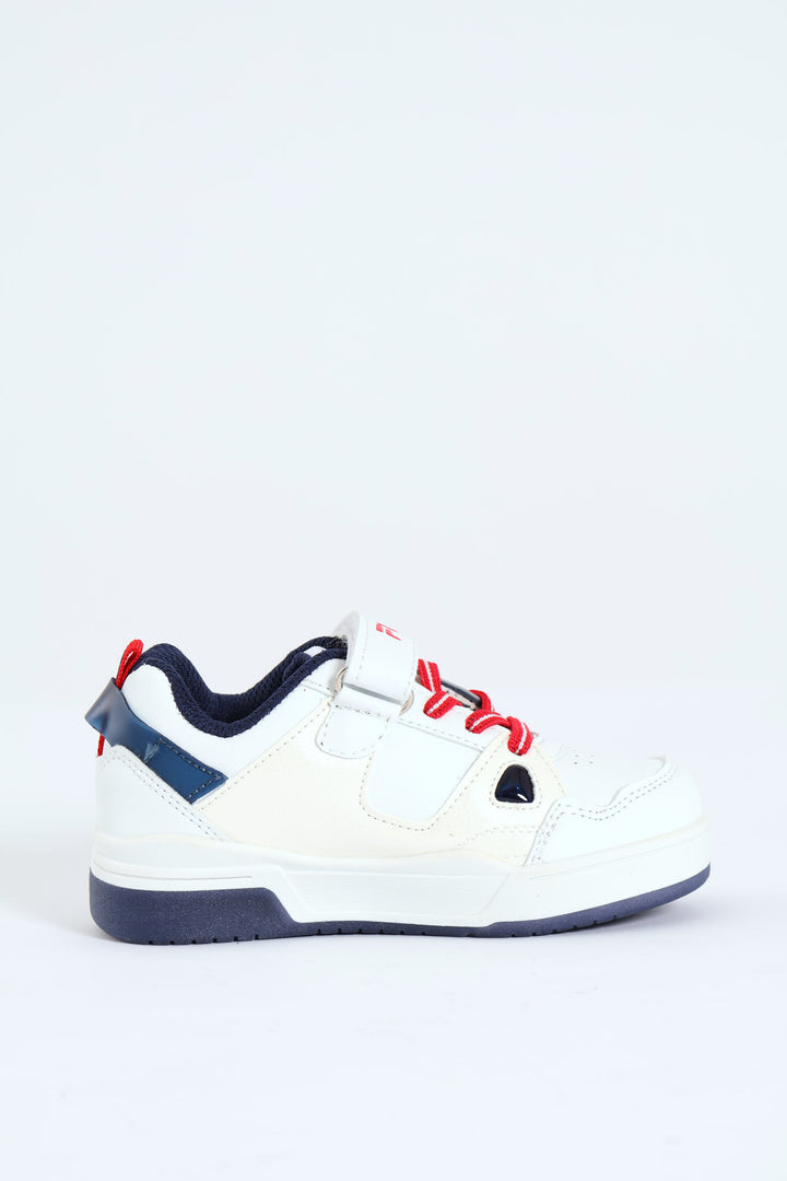 Pre-Boys Em Lights Sneaker - White/Navy