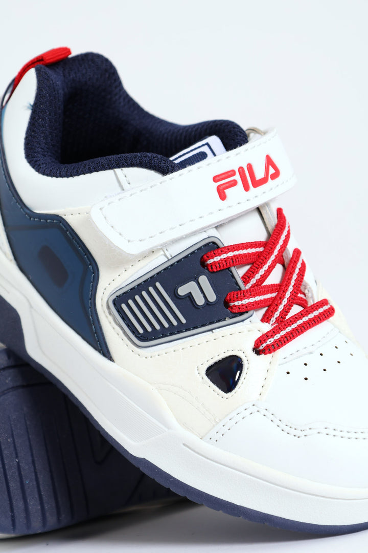 Pre-Boys Em Lights Sneaker - White/Navy