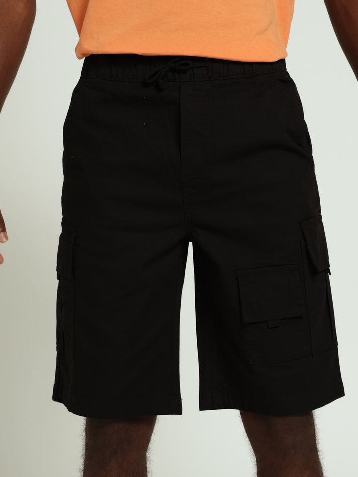 Boys Rip Stop Cargo Shorts - Black