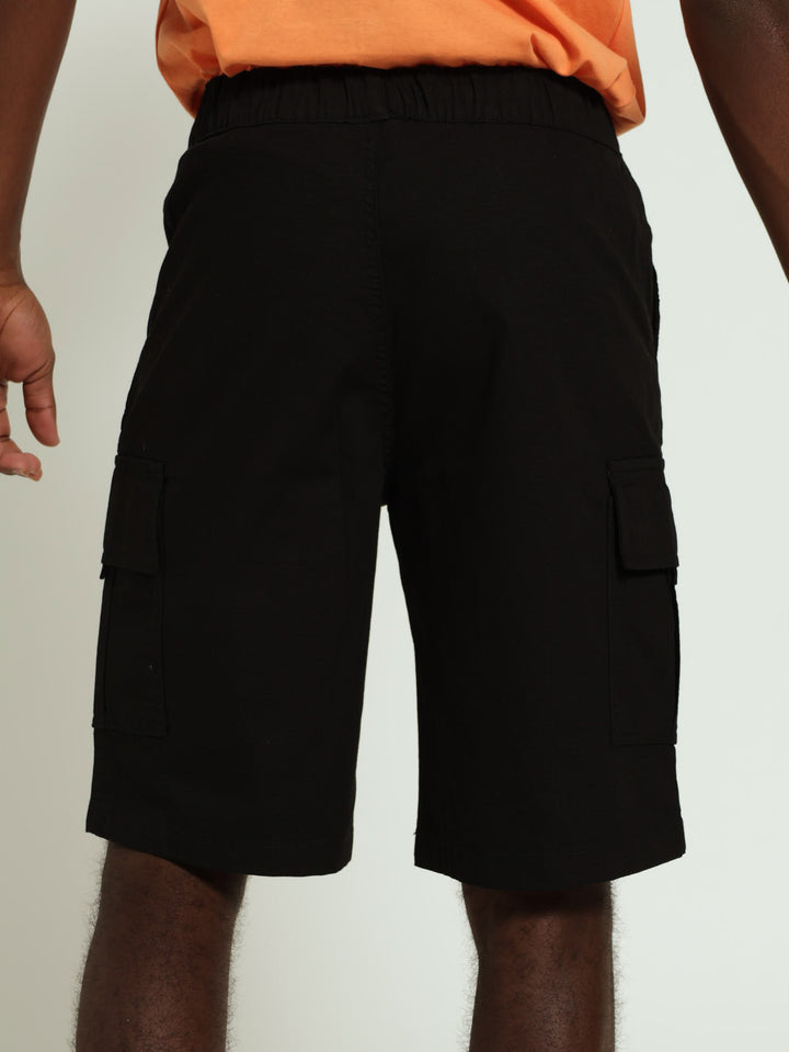 Boys Rip Stop Cargo Shorts - Black