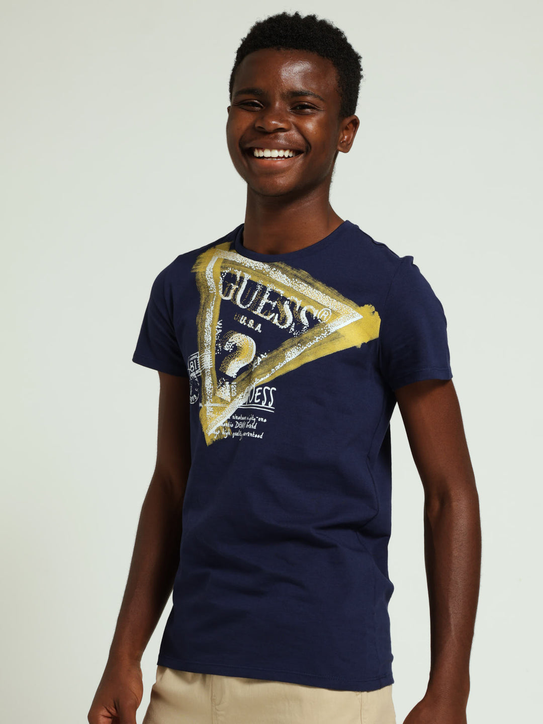 Boys Cave Printed Tee - Navy