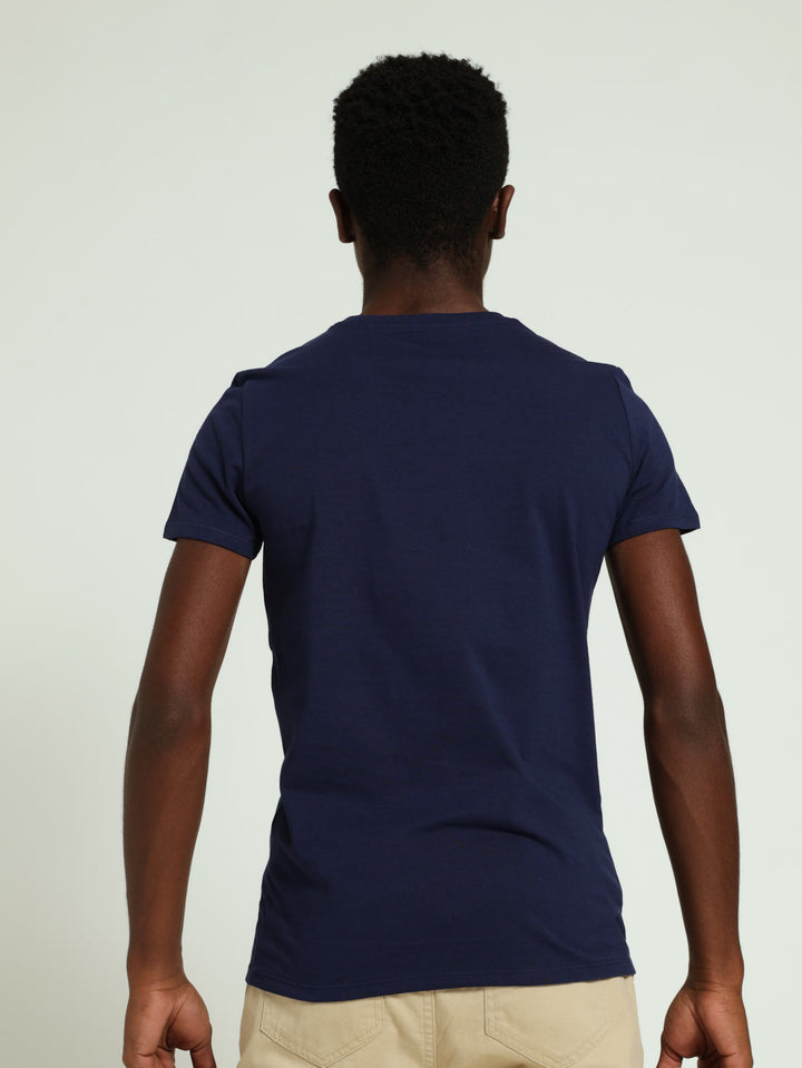 Boys Cave Printed Tee - Navy