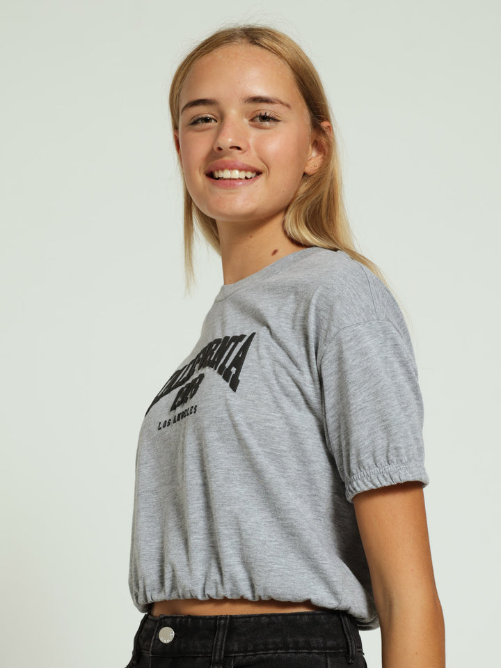 Embossed Boxy Tee - Grey Melange