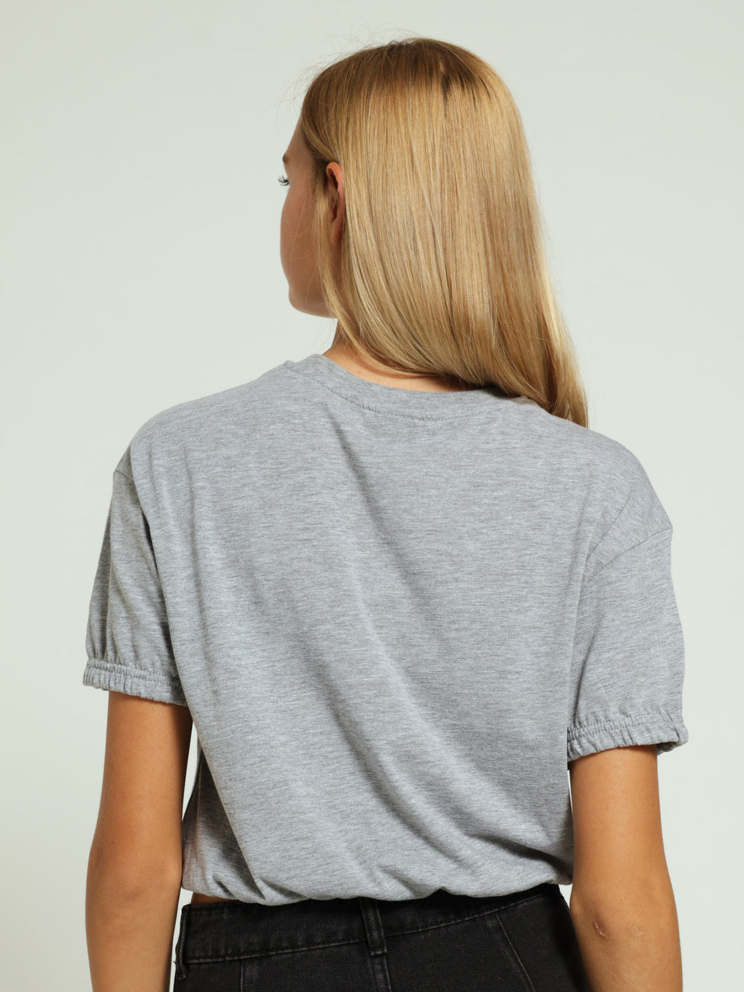 Embossed Boxy Tee - Grey Melange