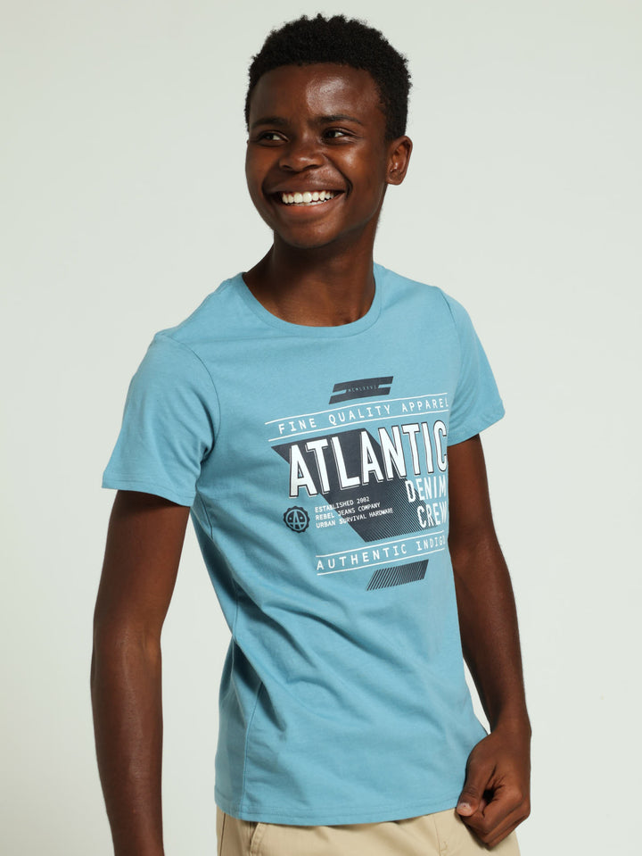 Boys Atlantic Print Tee - Blue