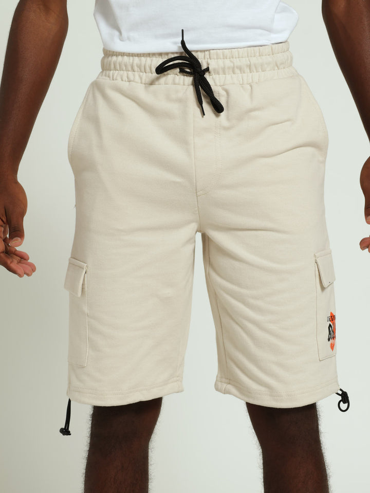 Boys Cargo Fleece Shorts - Stone