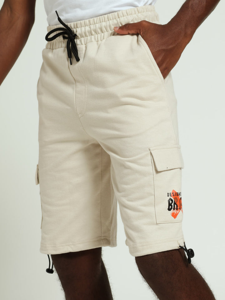 Boys Cargo Fleece Shorts - Stone