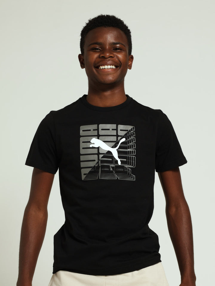 Boys Graphic Logo Tee - Black