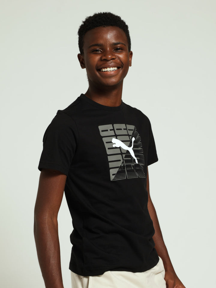 Boys Graphic Logo Tee - Black