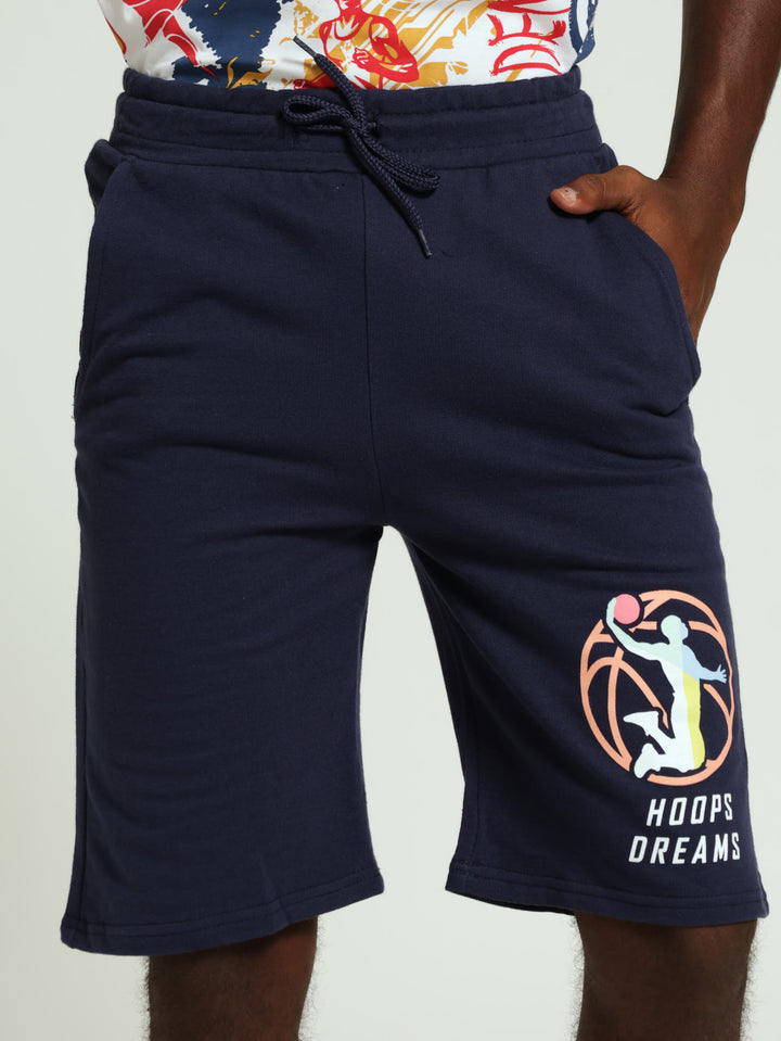 Boys Basketball Fleece Shorts - Navy