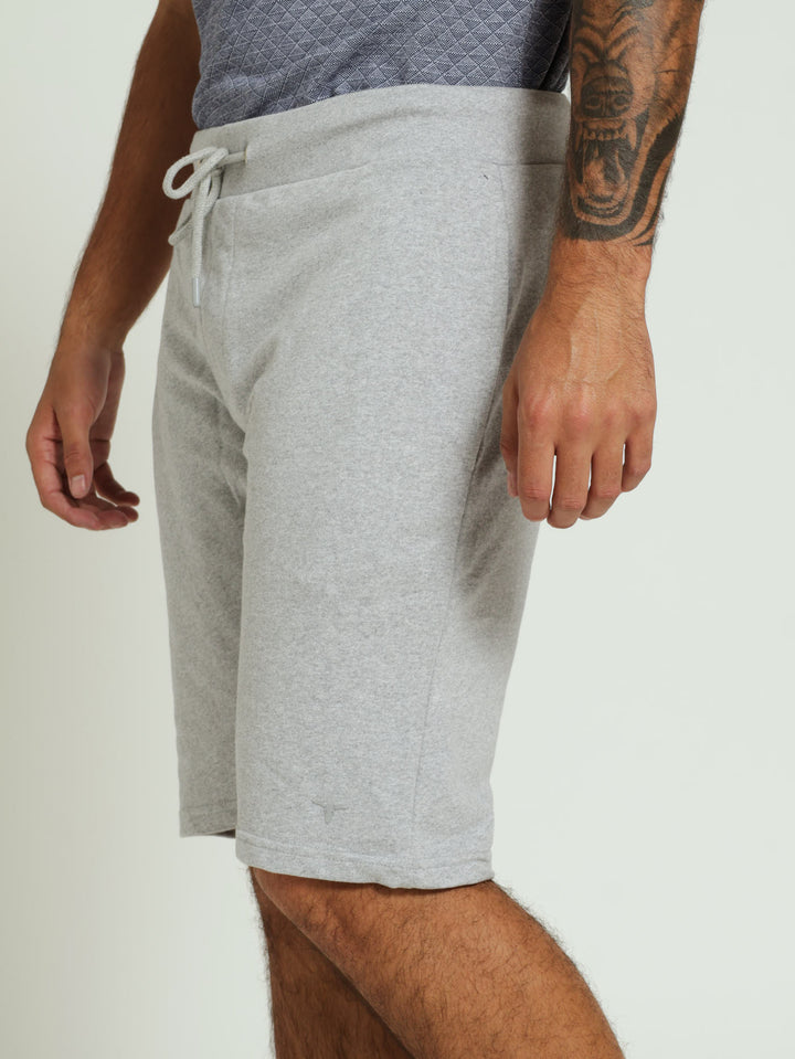 Fleece Bull Logo Shorts - Grey Melange