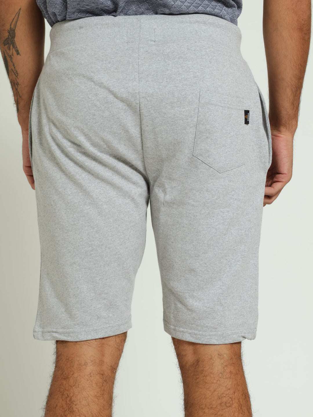 Fleece Bull Logo Shorts - Grey Melange