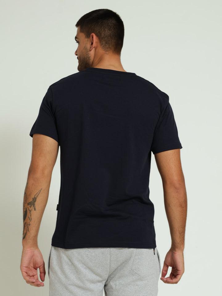 Basic Print Tee - Navy