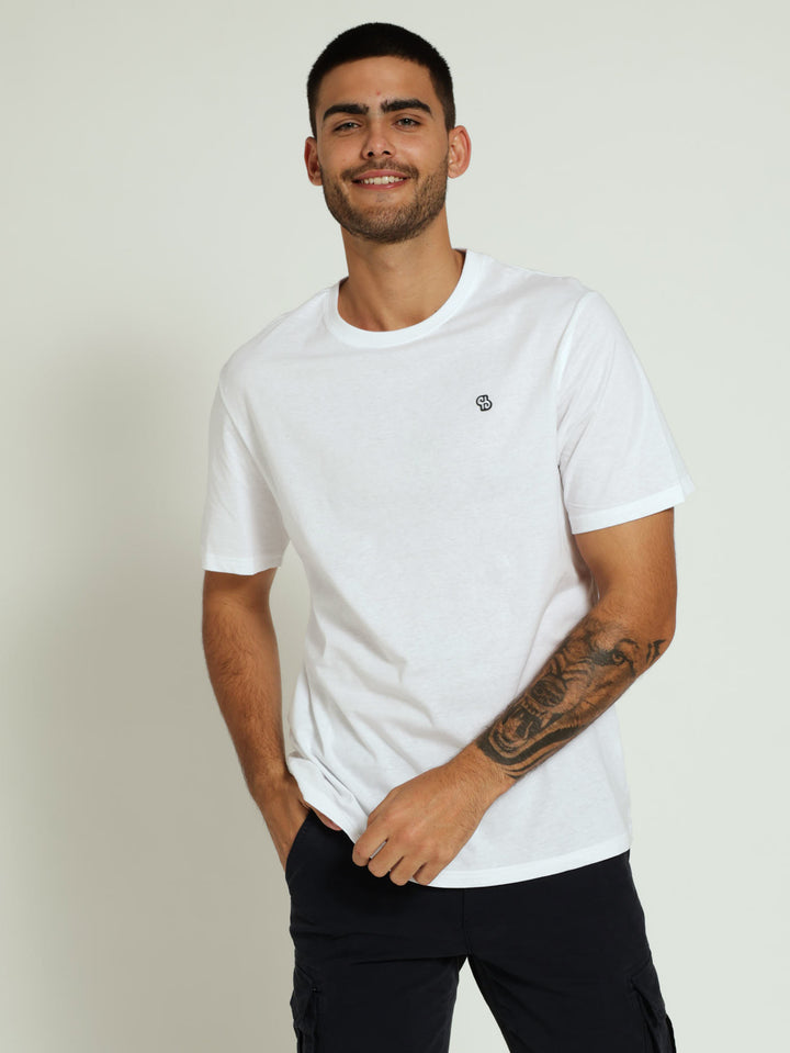 Badge Plain Crew Tee - White