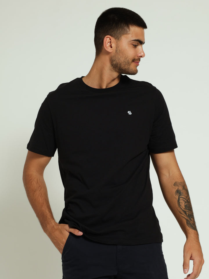 Badge Plain Crew Tee - Black