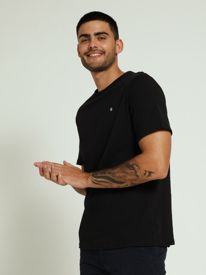 Badge Plain Crew Tee - Black